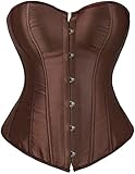 SZIVYSHI Brown Corset for Women - Bustier Shapewear Lingerie - Strapless Vintage Victorian Overbust Fashion Lace Waist Bodice for Night Out - Size M