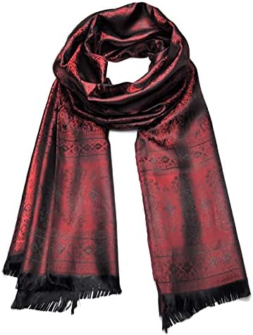 Scarves1938 Silk scarf festival scarf Rave scarf Bridal Shawl bohemian Shawls and Wraps Reversible Bridesmaid scarf (Red paisley)