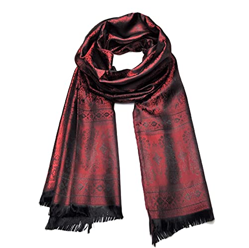 Scarves1938 Silk Scarf Festival Scarf Rave Scarf Bridal Shawl Bohemian Shawls And Wraps Reversible Bridesmaid Scarf (Red Paisley) #TOP22