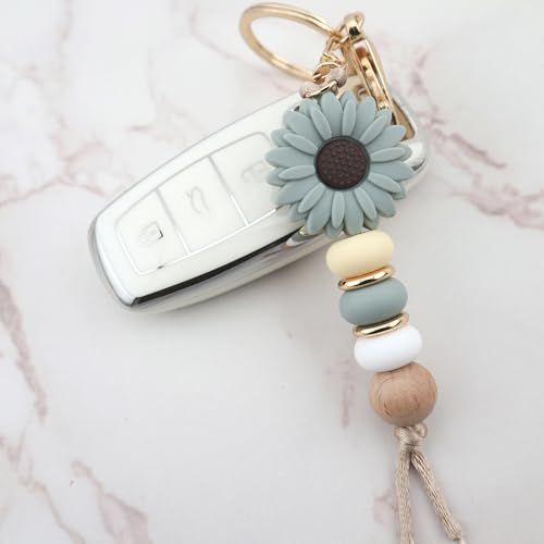 Flower Charm for Women Cute Keychain for Car Keys Silicone Bead Purse Charms for Handback Key Ring - Image 4