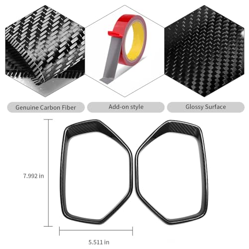 Image of Jogon Carbon Fiber Rearview Eyebrow Frame Cover Trim for Corvette C8 Z06 Z51 Stingray HTC Coupe 2020 2021 2022 2023 2024 Exterior Side Mirror Cover Decorative Frame