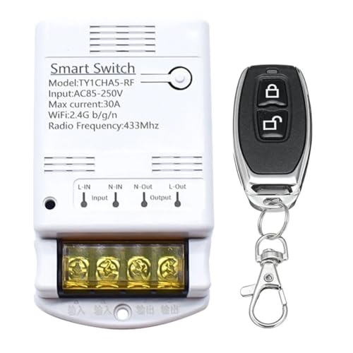 Junterone WLAN-Schaltrelais 4000 W 30 A Tuya Smartlife APP 433 MHz Modul RF Empfänger AC 85-250 V 220 V Hausautomationsschalter