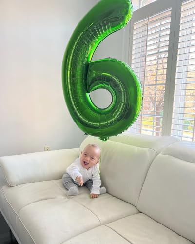 Image of Dark Green Number 6 Balloon 40 Inch, 6th Birthday Party Decorations, Giant 6 Foil Balloon for Party Supplies