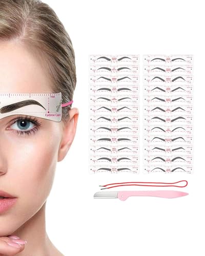 TPZORJX 24 Piezas Kit Moldeador Plantilla De Cejas,plantillas para cejas,moldeador de cejas,Moldeador De Cejas,Plantilla De Cejas Reutilizable, Correas Y Cuchilla Cejas, Herramientas Maquillaje DIY