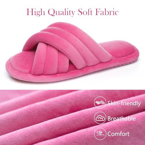 Image of GOEWY Cross Band Slippers for Women with Cozy Memory Foam Machine Washable