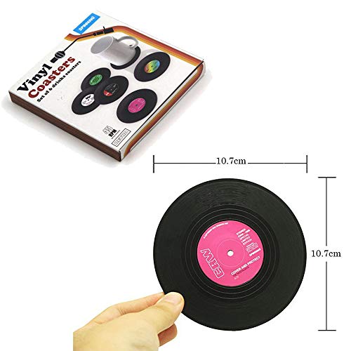 Miniatura 2 de Zhezhe 6 Posavasos Retro De Vinilo Lp, Mate, Antideslizante, Para Taza, Bebida