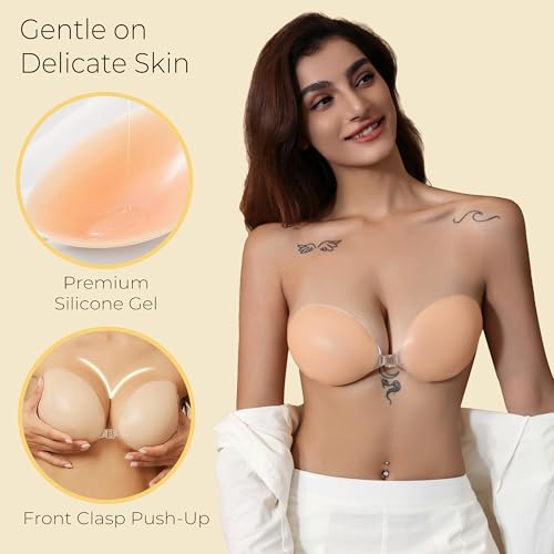 Adhesive Bra Strapless Sticky Invisible Push up Silicone Bra Resuable for Backless Dress4