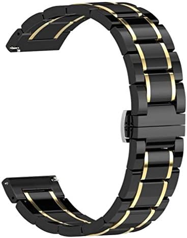 Pwkutn 20mm Ceramic Watch Band Bracelet Smooth Wristband Butterfly Buckle Strap for Samsung Gear S2 Classic/Frontier Garmin Vivoactive3 Black-Gold