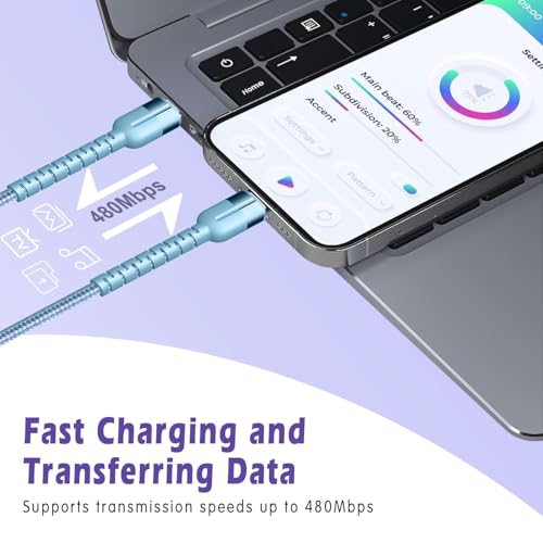 Cable USB C a Lightning trenzado para carga rápida de iPhone pack de 3 de 3 pies 4