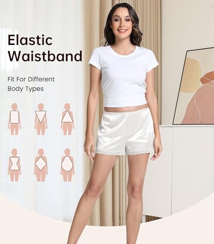 Image of NACHILA Women's Lace Trim Half Slip Shorts Under Skirt Pettipants Bloomer | Silky Smooth, Lightweight, Lace Trim, Non-Cling, Under Skirt Slip Shorts For Sheer Dresses