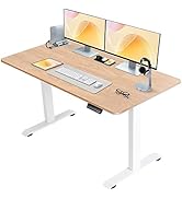 Homall 140x70 cm Höhenverstellbarer Elektrisch Schreibtisch mit Ladebuchsen, Stufenlos Höhenverst...