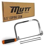 Mutt Tools 6.5 inch Coping Saw for Woodworking - Premium Frame Saw with 3 Carbon Steel Blades for Precise Scroll Cuts - For Detailed Wood Projects