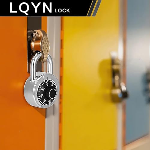Image of Combination Lock, LQYN Standard Dial Combination Lock, Pack of 1; Black Turnplate, 2 in. Wide, Fixed Three Digital Combination, for School, Gym & Locker, Toolbox, Gate