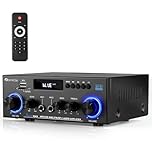 Romicta Stereo Audio HiFi Amplifier, 800W Bluetooth Amplifier 5.0, 2 Channels 12V/230V, LCD Display, SD/USB, FM Radio, Compatible with Active subwoofer and passive speakers