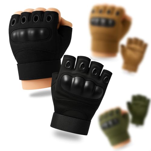 Luva Tática Meio Dedo Militar Unissex Antiderrapante para Airsoft, Academia, Musculação, Motoqueiro, Bike, Crossfit, Ciclismo, Treino, Paintball, Segurança - Tamanho Único (Preta)