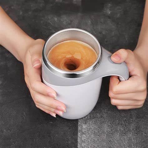 Caneca Mixer Elétrica Portátil Inox 380ml – Mistura Café, Shake e Whey Sem Esforço