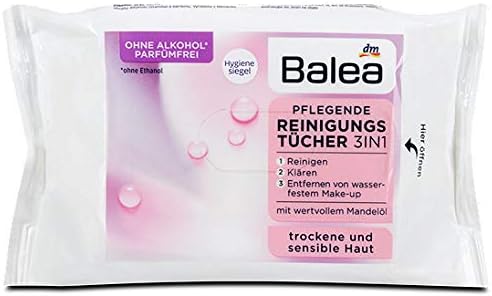 Balea 3-in-1 Nourishing Wipes (Pack of 25), 25 count (Pack of 1)