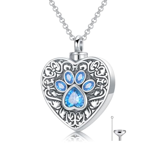 MBSUUH Sterling Silver Urn Necklace for Pets - Keep Your Beloved Dog or Cat Close with Memorial Cremation Jewelry Ashes Pendant Necklaces