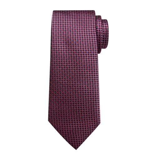 Image of DiBanGu Striped Tie Set for Men Silk Woven Plaid Necktie and Pocket Square Cufflinks Business Wedding