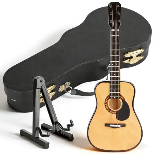 Guitare miniature en bois de 20 cm avec son étui de collection pour passionné