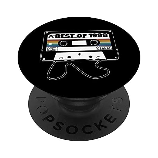 Vintage 1988 Retro Cassette Tape 35 años 35 cumpleaños PopSockets PopGrip Intercambiable