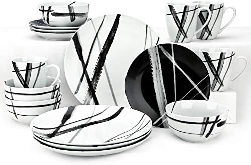 ZYAN 16-Piece Kitchen Dinnerware Set, Plates, Dishes, Bowls, Mugs, Service for 4