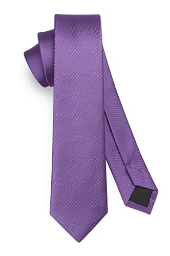 HISDERN Violet Tie Silk Skinny Tie Slim ties For Men Solid NeckTie Classic Formal Tie For Business Wedding(6cm)