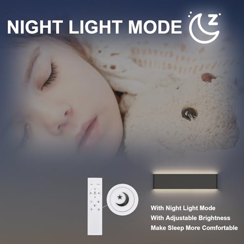 Image of Aipsun 24in Remote Control Dimmable Modern Black Vanity Light Fixtures Color Temperature Adjustable LED Bathroom Light Fixture