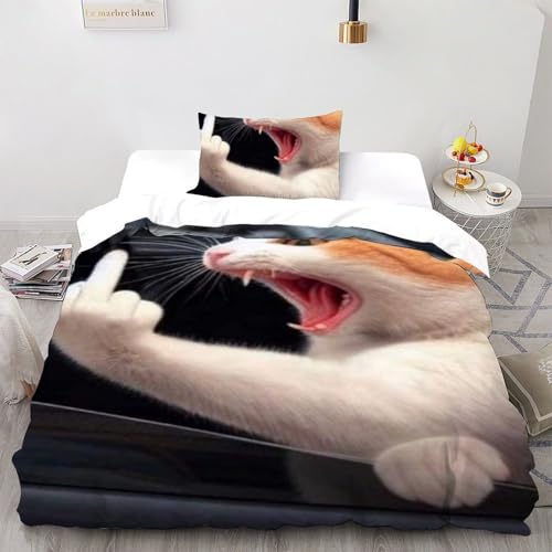 Housse de couette single animaux imprimé 3D en microfibre 135x200cm