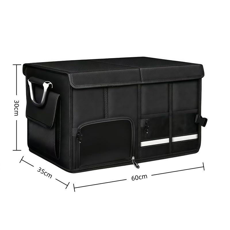 Organizzatore Bagagliaio Auto per Mahindra Goa/Goa Pik-Up Contenitore Portaoggetti Pieghevole in Nylon Scatola Cargo per Auto con Scomparto Scarpe e Tasche a Rete,Black