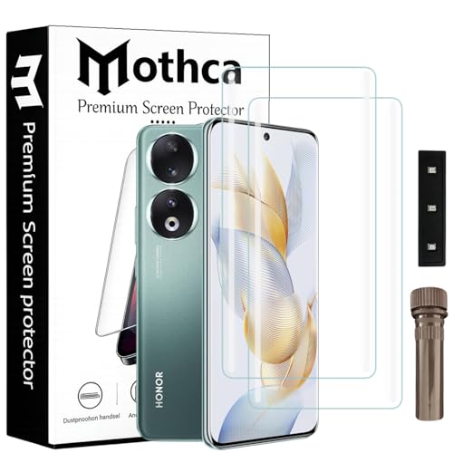Image of Mothca Curved UV Tempered Glass Screen Protector for Honor 90 | Transparent | Pack of 2 | Borderless Full Screen Coverage with UV Installation Kit