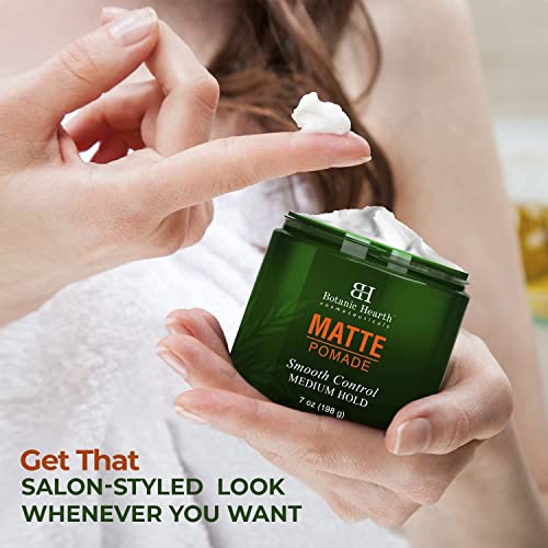 Botanic Hearth Hair Pomade For Men & Women - Matte Finish & Medium Hold With A Blend Of Essential Oils - Hair Styling, Texturizing & Frizz-Free Hair Paste - All Hair Types - Product Made In Usa, 7 Oz #TOP5