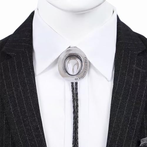 Image of Cowboy Bolo Tie for Men, Vintage Cow Skull Bolo Tie Necklace Native American Necktie for Men Women