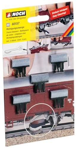 NOCH® Reinigungszwerge, Kunststoff, Modellbahnschienenreinigung, 5 Stück, für H0 geeignet
