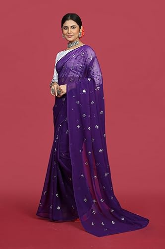 Image of Glory Sarees Women's Georgette Embroidery Saree With Blouse Piece (GLF721 Parent)