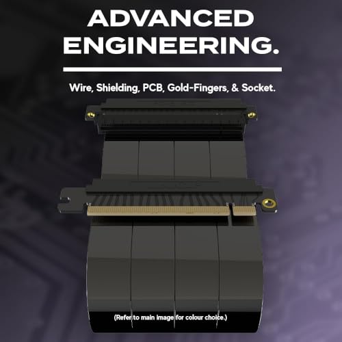 Image of LINKUP - AVA5 PCIE 5.0 Riser Cable (Used) | RTX5090 RX9070 GPU Ready | x16 128GB /s Speed | Compatible with PCIe 4.0 | Designed for ITX | Double Reverse, Black 20cm (Total Length 22cm)