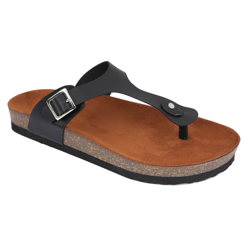 Skora Cork Flat Black Sandal for Women (B0CBKW9BW2) Amazon Price History, Amazon Price Tracker