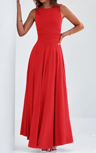 Image of PRETTYGARDEN Womens Summer Dresses 2026 Casual Sleeveless Crewneck Aline Maxi Dress Stretch Tank Flowy Long Dresses
