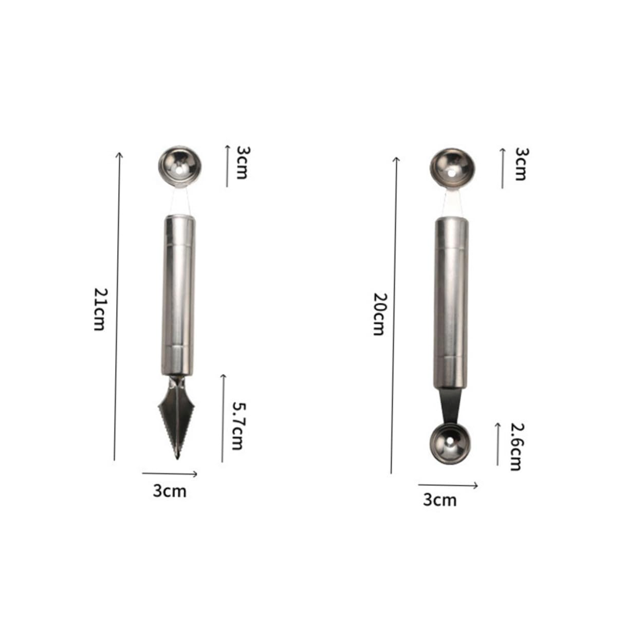 PRETYZOOM Fruit Ball Diggers Cutters Ice Scoops Melon Baller Scoop Fruit Carving Tools Silver to Clean