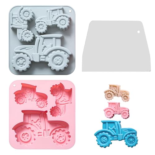 Moules De Tracteur En Silicone 2 Pièces, Grattoir À Pâte 1 Pièce, Moules À Gâteaux Antiadhésifs, Moules À Chocolat, Moules De Cuisson Diy, Moules...