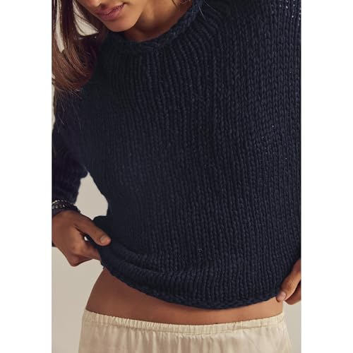 Songling Womens Sweater Oversized Roll Neck Cotton Long Sleeve Casual Soft Chunky Sweaters Crochet Knit Pullover Tops3