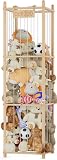 Estante de almacenamiento para peluches y juguetes de felpa, gran estante de madera con compartimentos, organizador para habitación infantil, sala de estar y dormitorio