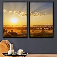 2 Piece Framed Canvas Wall Art Colorful Sky Canvas Prints Home Artwork Decoration for Living Room,Bedroom - 16