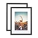 Produktbild Home&Me 100% Echtholz Bilderrahmen Modern Schwarz 30x40cm 2er Set -mit Passepartout 21x30 cm (A4), Fotorahmen mit Echtglas für Zertifikat zum aufhängen