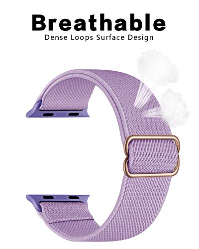 Image of AMANECER Stretchy Nylon Band Compatible with Apple Watch Ultra 3 /2 /1 SE 11 /10 /9 /8 /7 /6 /5 /4, Adjustable Braided Elastic Sport Loop Rugged Straps for iWatch Women Men (Lavender Purple, 44 /45 /46 /49MM)