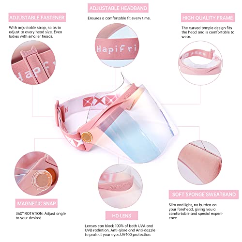 Hapifri Face Shield Sunglasses Sun Visor Unisex Physical Facial Uv Protection For Outdoors Sports Driving,Upf 70+, 100% Uv400 Goggles With Adjustable Headband Pink L #TOP4