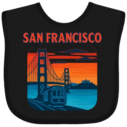 inktastic San Francisco Golden Gate Bridge Retro Illustration Baby Bib