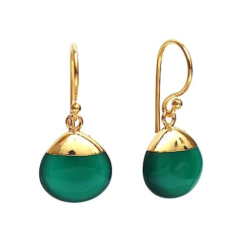 Gempires Natural Green Onyx Dangle Earrings Cover