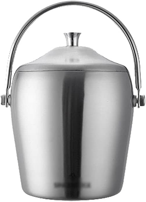 Double Wall Stainless Steel Insulated Ice Bucket With Lid And Ice Tongs [1.2/2 Liter] Keeps Ice Cold Dry Comfortable Carry Handle Great For Home Bar Chilling Beer Champagne And Wine (Shiny Handles 2