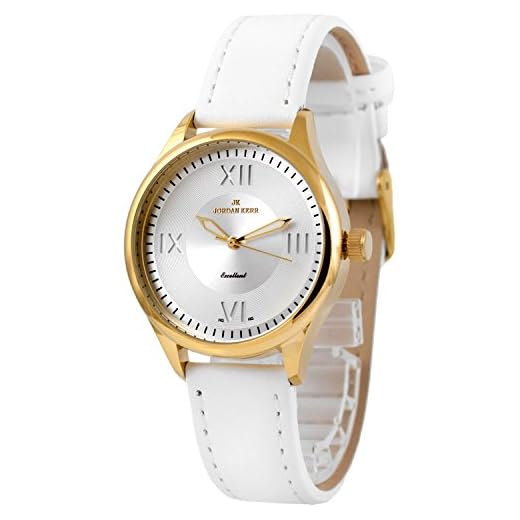 Armbandsur JORDAN KERR kvartsurverk dam äkta läderband romerska siffror, ZJ947J61R/4